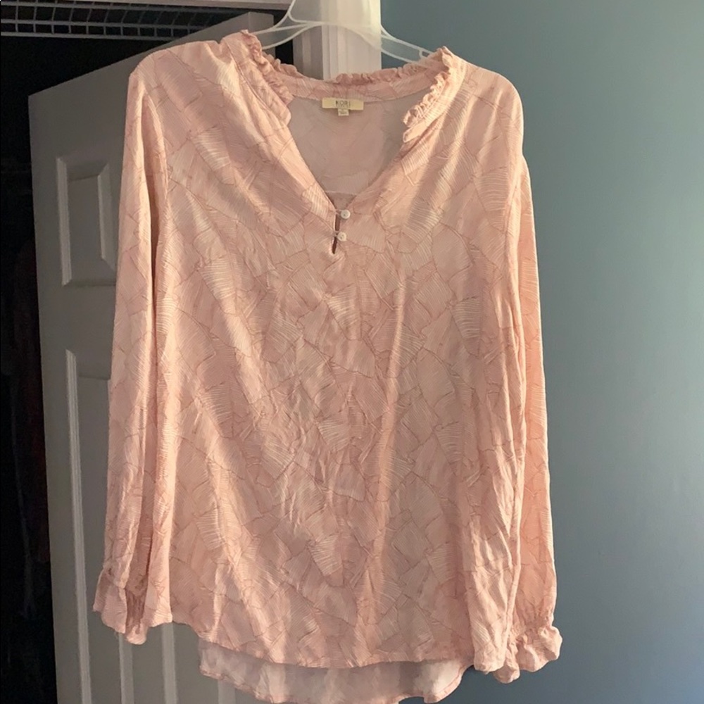 Boutique Peach/Pink and White Print Shirt